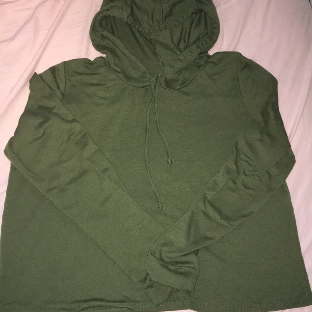 Size L, Charlotte Russe Cropped and Hooded Shirt